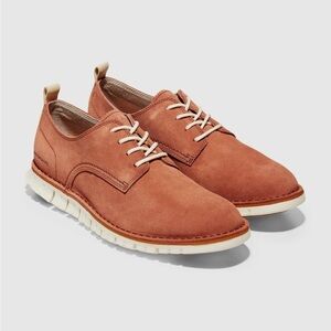 Cole Haan Zerogrand Stitch-Out Suede Oxfords Red Orange Men's Size 11.5
